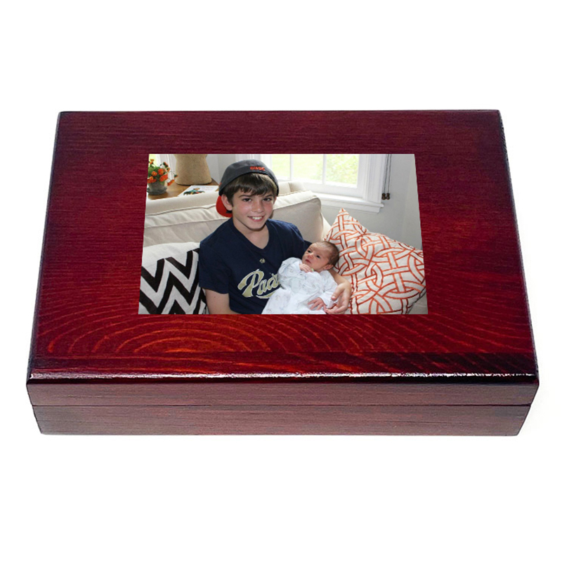 2 Deck Mahogany Wood Playing Card Box