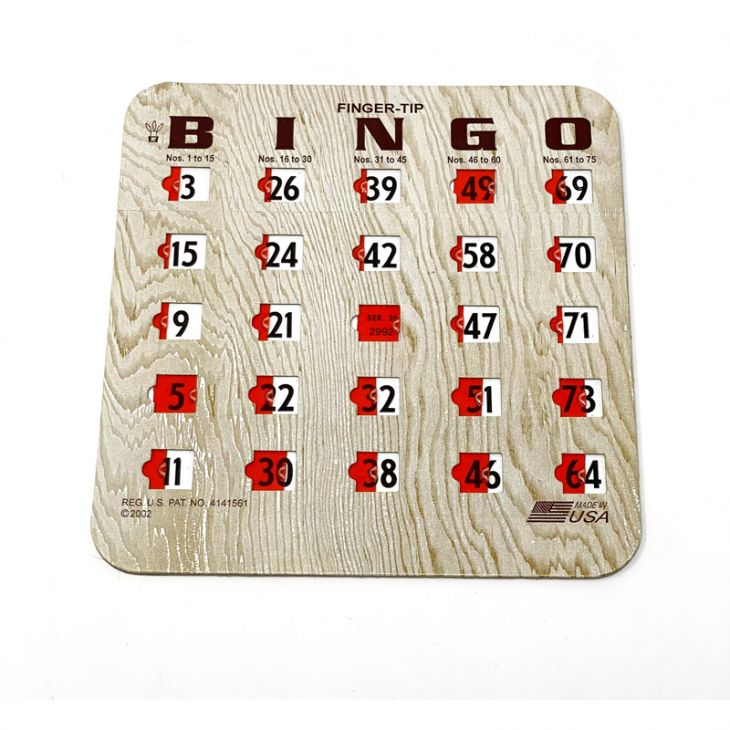 Fingertip Bingo Slide Cards (No. 155H): Heavyweight 5-ply, Wood Grain Face, (per Set of 50 Cards) main image