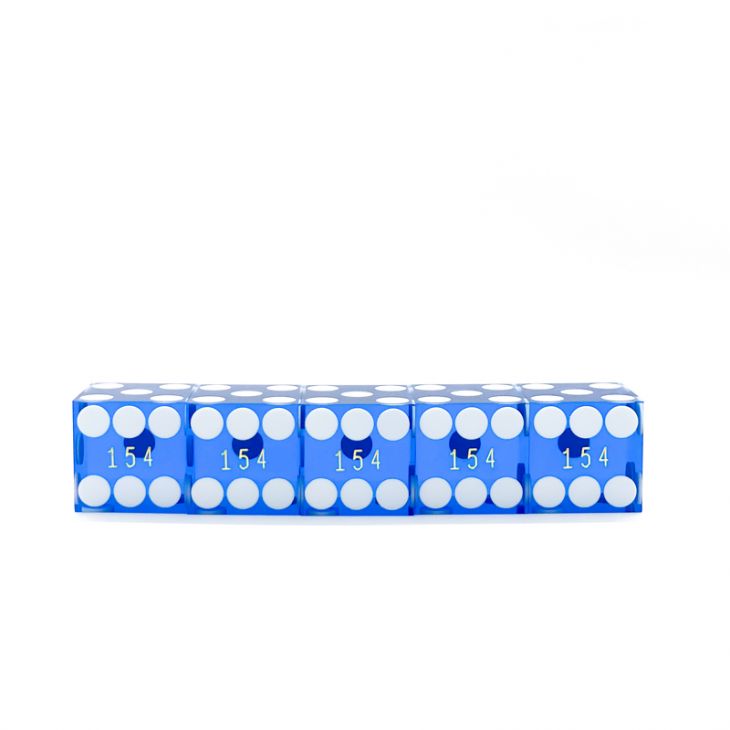 Flush Spots Casino Dice: 3/4 in., High Polish, Razor Edge, Light Blue with Serial Numbers (Stick of main image