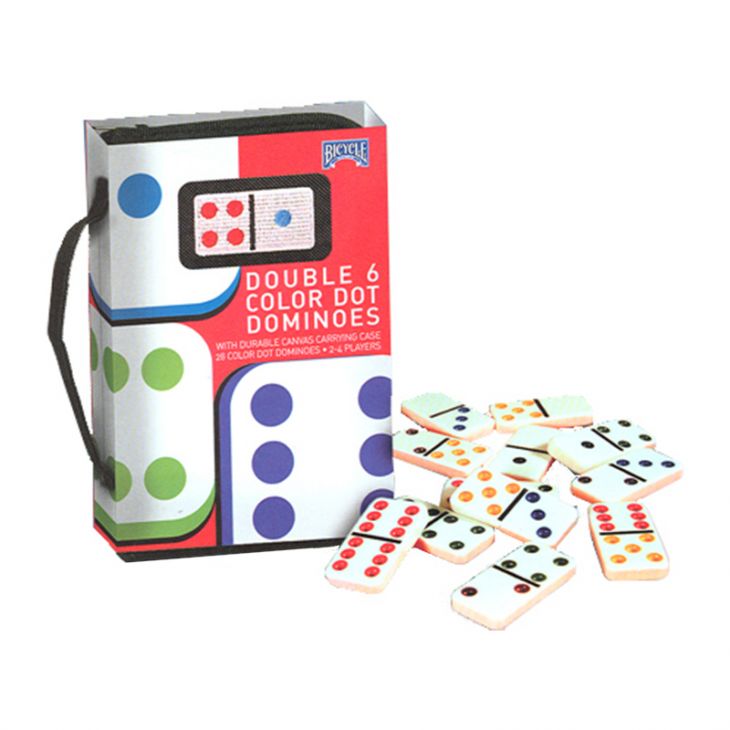 Double Six Color Dot Dominoes Set in Canvas Carrying Case main image