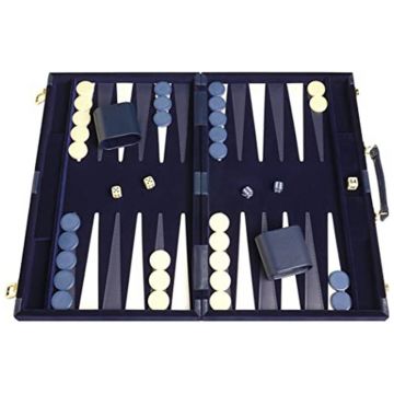 Backgammon Set: Designer Backgammon Set, Velour, Blue, 15 in. x 10 in.