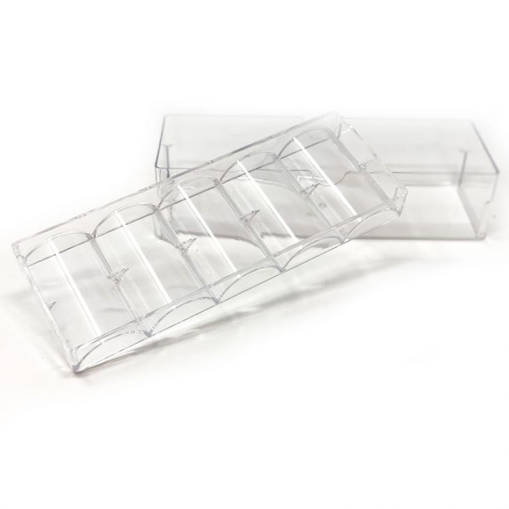 Chip Storage Box: Clear Plastic with Cover, 100 Chip Capacity (4 Rows of 25) main image
