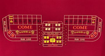 6ft x 62in Craps Double Layout Backed, Burgundy (Billiard Cloth)