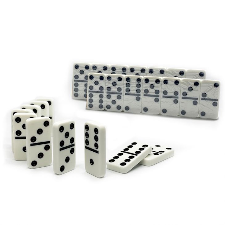 Double Six Dominoes Set: Double Six Dominoes Set in Drawstring Bag with Red Tiles main image