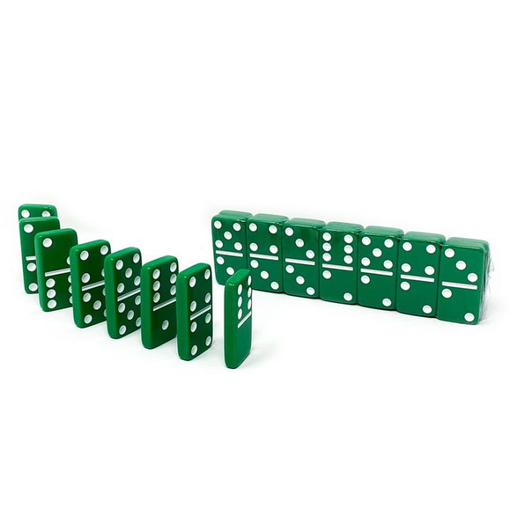 Double Six Dominoes Set: Double Six Dominoes Set in Drawstring Bag with Green Tiles main image