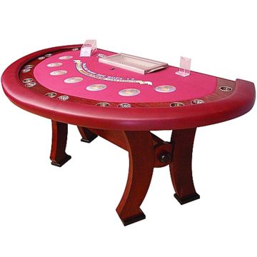 Blackjack Table: Stationary Table with Curved, Club-Style Wooden Legs