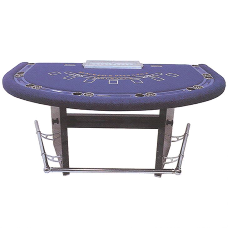 Blackjack Table: Blue Knight Blackjack Table with "Split-Front" Wooden Base main image