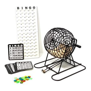 Bingo Cage Set: 9-Inch Rubber-Coated Cage with Masterboard and Balls