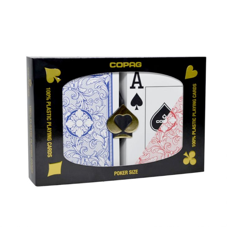 New - Copag Legacy Plastic Playing Cards: Wide, Super Index, Red/Blue main image