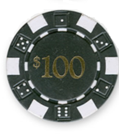 Value Poker Chips: Dice, 11.5 Gram, $100 Black main image