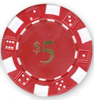 Value Poker Chips: Dice, 11.5 Gram, $5 Red main image