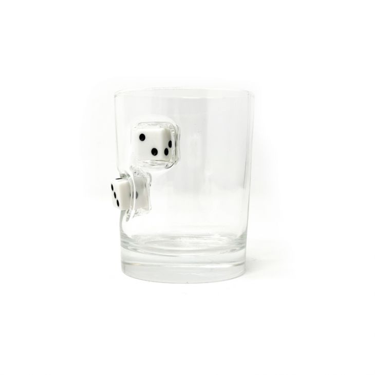 Rocks Glass with White Dice main image