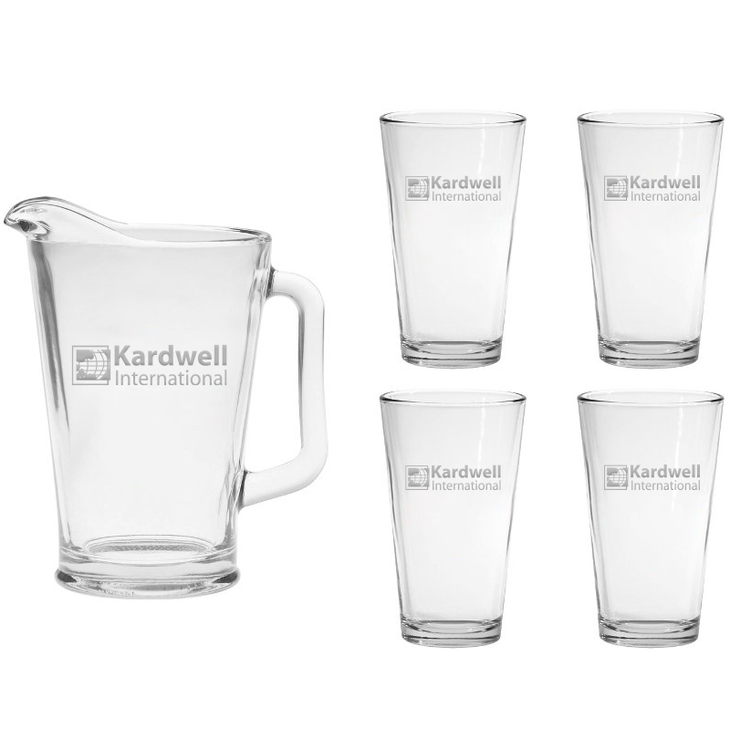 Glass Pitcher and Pint Set Etched / Engraved