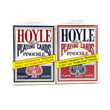 Hoyle Shellback Playing Cards, Pinochle, 1/2 Blue1/2 Red - 2 deck set