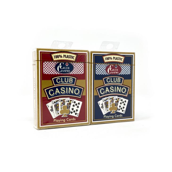 Plastic Playing Cards: Club Casino Plastic Playing Cards, Blue and Red, Wide Size, Regular Index main image