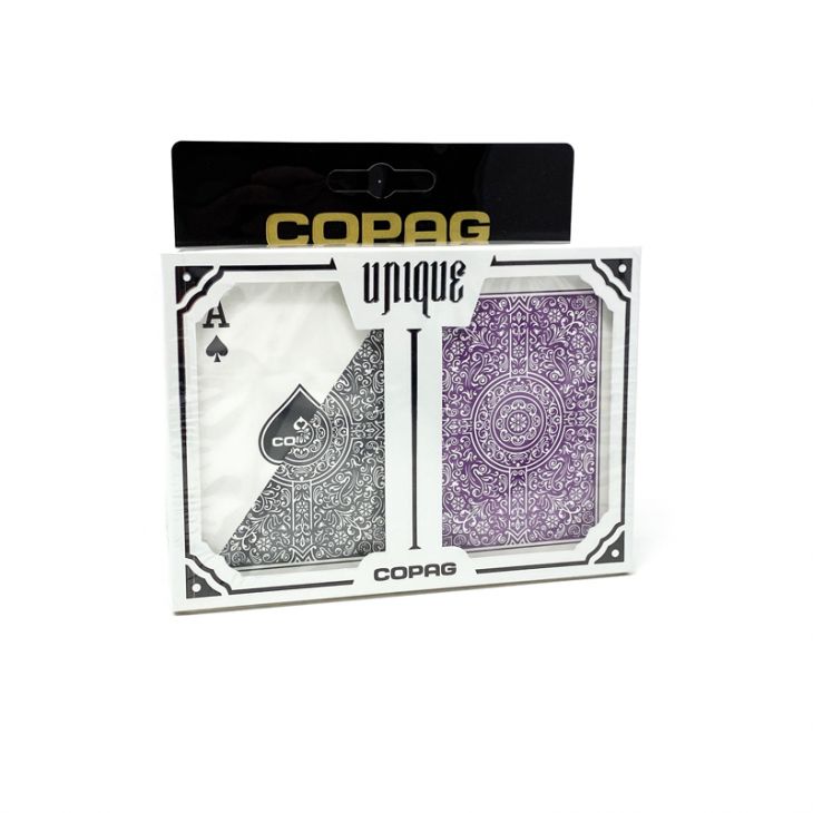 Copag Unique 100% Plastic Playing Cards -   Poker Size, Regular Index, Purple/Gray 2 Deck Set main image