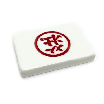 Pai Gow Dealer Button: Pearl White with Metallic Red Imprint