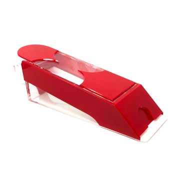 Baccarat Dealing Shoe: 8 Deck Capacity, Red Acrylic with Clear Trim - 21 x 9 x 9 inches