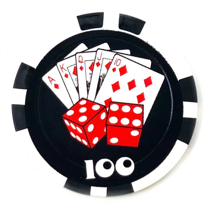 Poker Chips: Royal Flush and Dice Color Inlay Series, 11.5 Gram, $100, Black main image