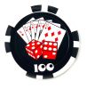 Poker Chips: Royal Flush and Dice Color Inlay Series, 11.5 Gram, $100, Black