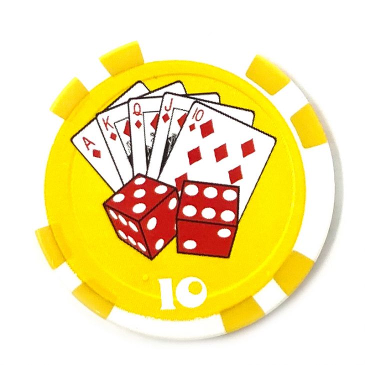 Poker Chips: Royal Flush and Dice Color Inlay Series, 11.5 Gram, $10, Yellow main image