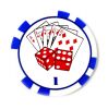 Poker Chips: Royal Flush and Dice Color Inlay Series, 11.5 Gram, $1, White