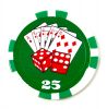 Poker Chips: Royal Flush and Dice Color Inlay Series, 11.5 Gram, $25, Green