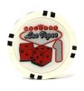 Poker Chips: Las Vegas Color Inlay Series, 8.5 Gram, $1, White with Black Edge Spots