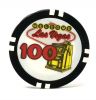 Poker Chips: Las Vegas Color Inlay Series, 8.5 Gram, $100, Black with White Edge Spots