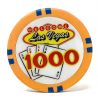 Poker Chips: Las Vegas Color Inlay Series, 8.5 Gram, $1000, Yellow with White Edge Spots