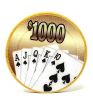 Poker Chips: Royal Flush, 100% Clay, Pre-Denominated Insert both sides, 10 Gram, $1000, Almond