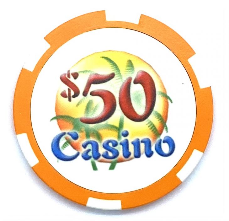 Poker Chips: Ceramic Casino Chips, Pre-Denominated, $50 Orange main image