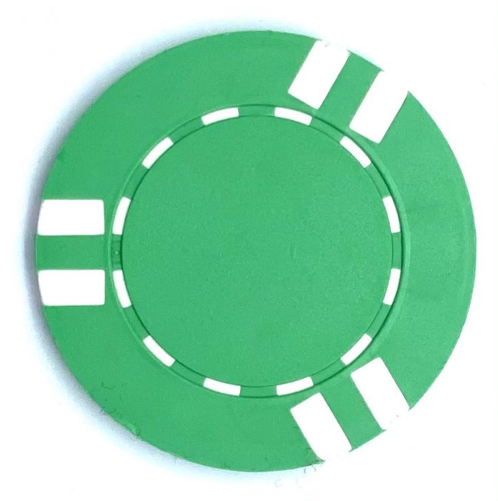 Poker Chips: 6 Stripe, 8.5 Gram, Green with White Stripes main image