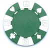 Poker Chips: 13.5 Gram Card Suits, 4 Stripe, Green