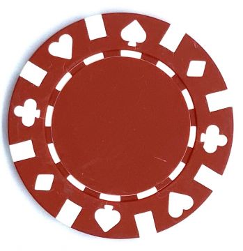 Poker Chips: 13.5 Gram, 8-Stripe Card Suits, Red