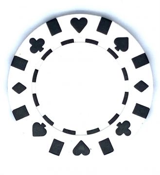 Poker Chips: 13.5 Gram, 8-Stripe Card Suits, White