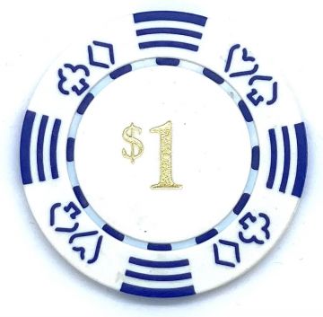 Value Poker Chips: Royal Card Suits, $1 White