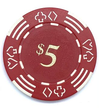 Value Poker Chips: Card Suits, 11.5 Gram, $5 Red