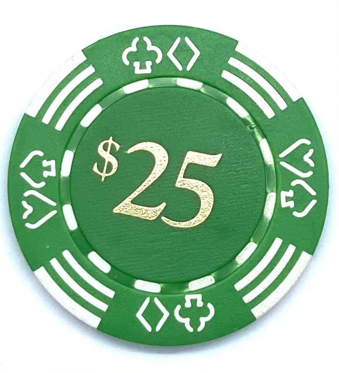 Value Poker Chips: Royal Card Suits, 11.5 Gram, $25 Green main image