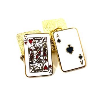 Casino Theme Jewelry: Playing Card Cuff Links, Ace/King Pair