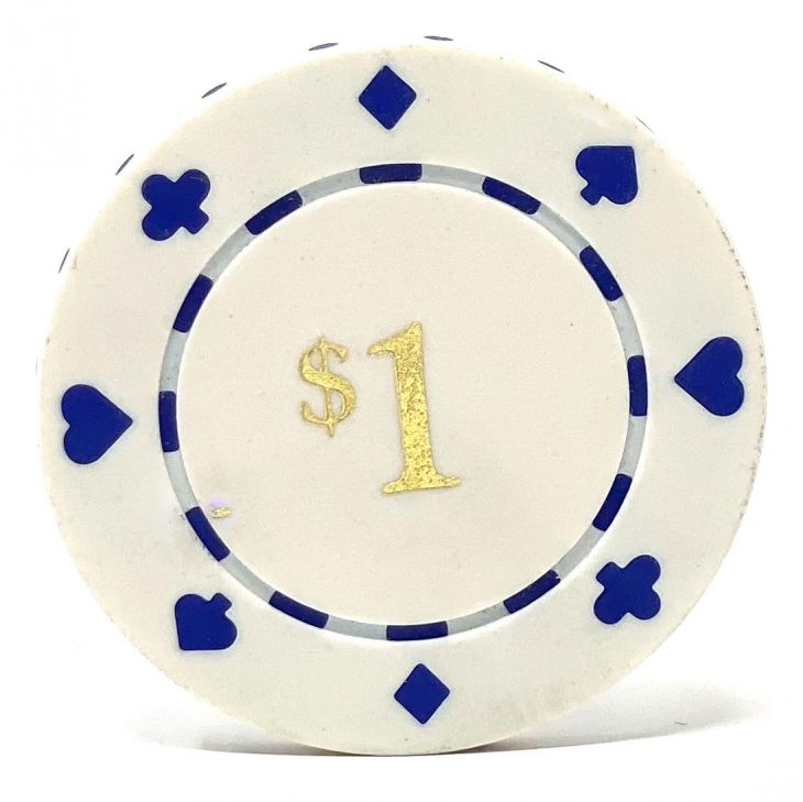 Poker Chips: Card Suits, 11.5 Gram / Heavy Weight, with Monogram, White main image