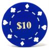 Poker Chips: Card Suits, 8.5 Gram, Pre-Denominated both sides, $10, Blue