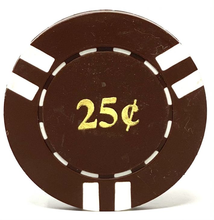 Poker Chips: 6 Stripe, 8.5 Gram, Pre-Denominated both sides, $0.25, Brown main image