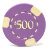 Poker Chips: 3 Edge Spot, 8.5 Gram, Pre-Denominated both sides, $500, Purple
