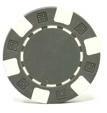 Poker Chips: Crown, 6 Edge Spots, 100% Clay, 10.5 Gram, with Monogram, Gray