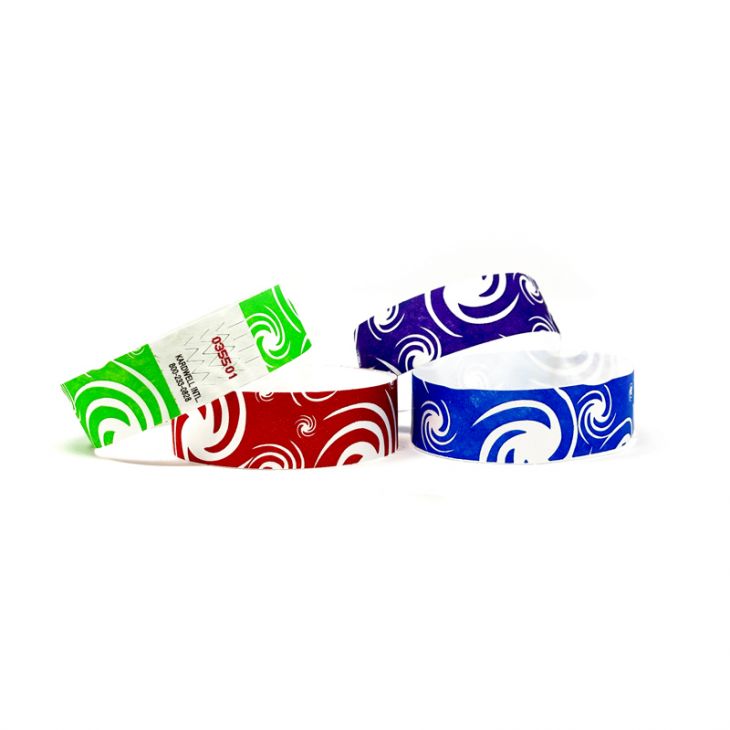 Tyvek 3/4" Swirl Designer Wristbands - More Colors Available main image