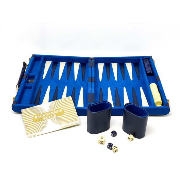 Backgammon Set: Designer Backgammon Set, Velour, Blue, 11 in x 8 in. main image