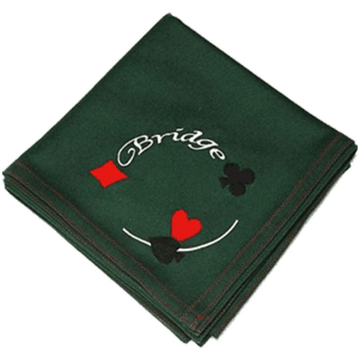 Bridge Table Cover, Wool-Nylon, Design #03 - Bridge and Pips, Green main image