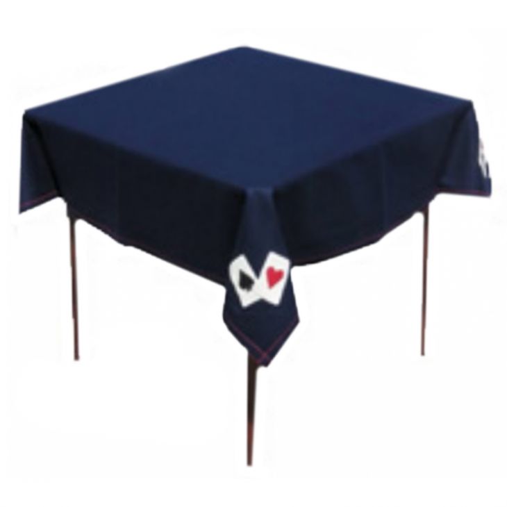Bridge Table Cover, Wool-Nylon, Design #03 - "Bridge" and Pips, Blue main image
