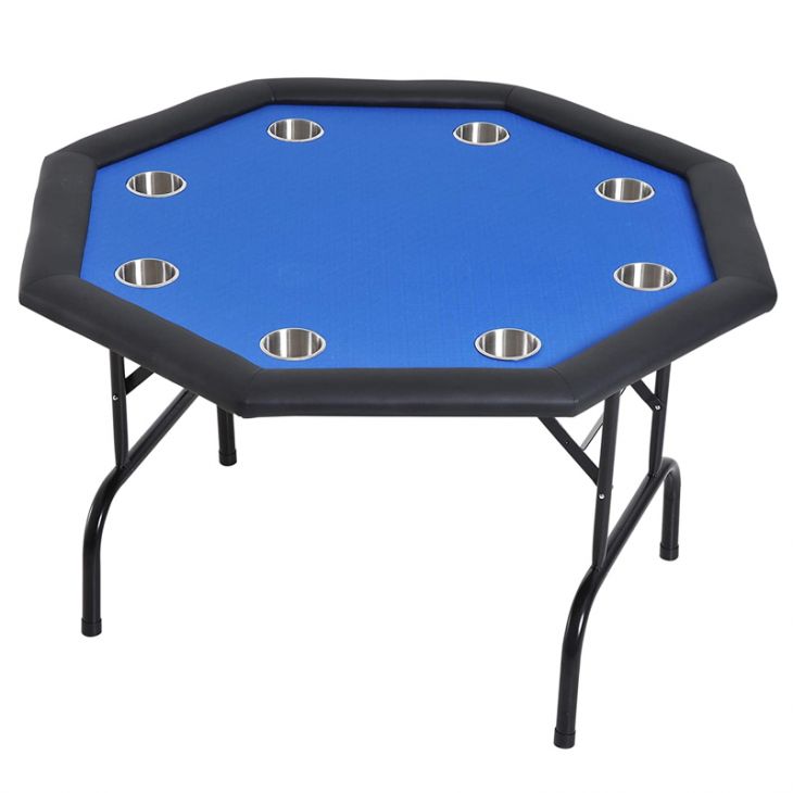 Poker Table: Octagonal Poker Table with Folding Metal Legs and Drink and Chip Wells main image